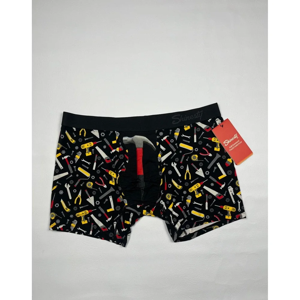 Shinesty Ball Hammock Boxer Briefs Mens XL Black Tool Belt Hammer Print